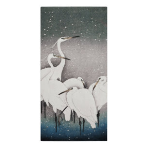 Koson Egrets in the Snow: Vintage Japanese Door Sign