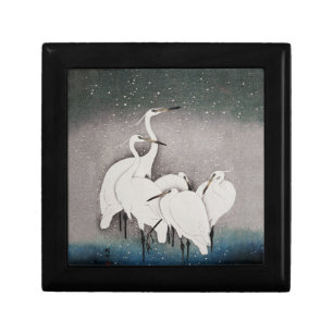 Koson Egrets in the Snow: Vintage Japanese Gift Box