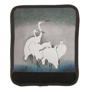 Koson Egrets in the Snow: Vintage Japanese Luggage Handle Wrap