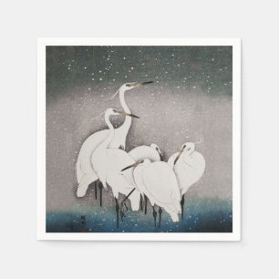 Koson Egrets in the Snow: Vintage Japanese Napkins