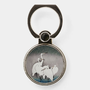 Koson Egrets in the Snow: Vintage Japanese Phone Ring Stand
