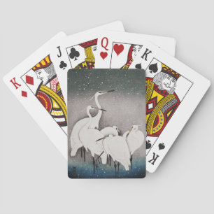 Koson Egrets in the Snow: Vintage Japanese Poker Cards