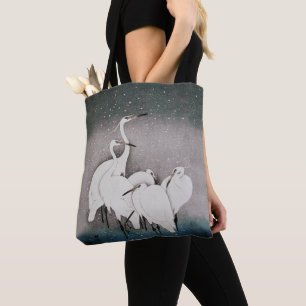 Koson Egrets in the Snow: Vintage Japanese Tote Bag