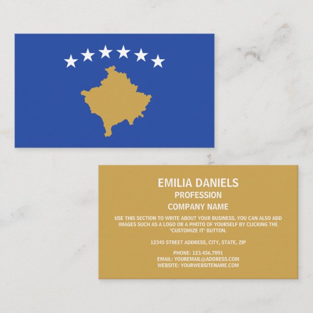Kosovar Flag, Flag of Kosovo Business Card (Front/Back)