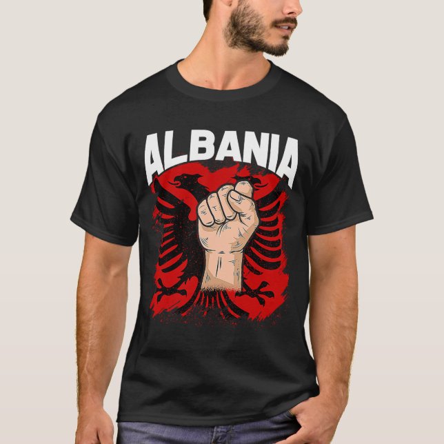 Kosovo Albania Tirana Flag Double Eagle T-Shirt (Front)