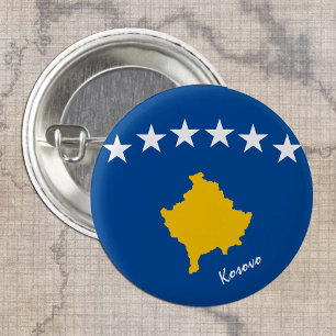 Kosovo button, patriotic Kosovo Flag fashion Button