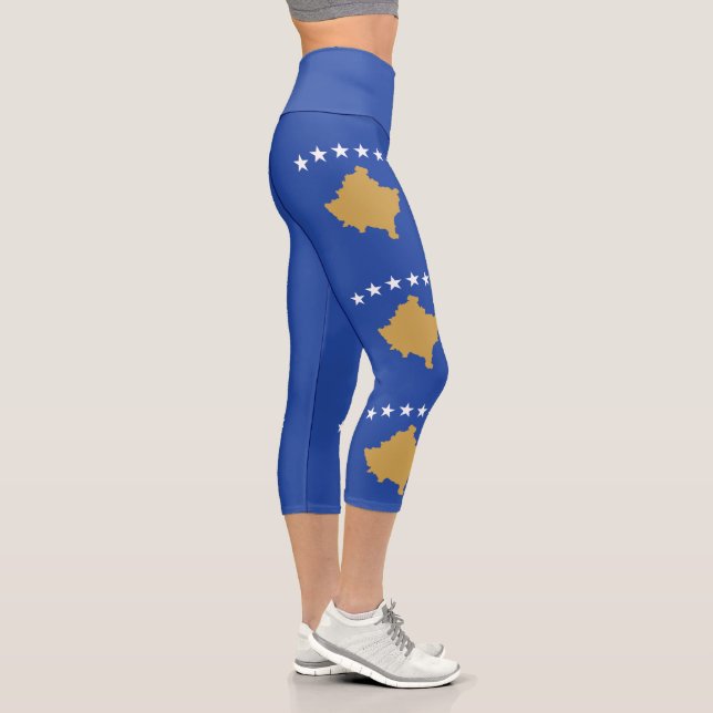 Kosovo Flag Capri Leggings (Right)