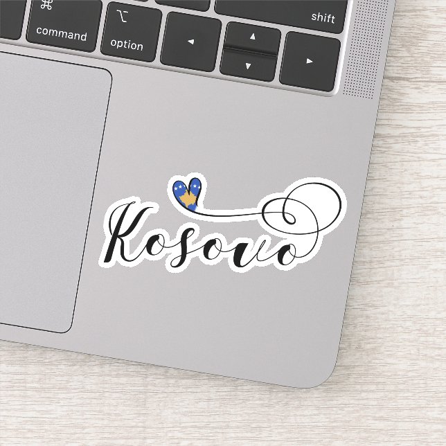 Kosovo Flag Heart, I Love Kosovo, Kosovar Sticker (Detail)