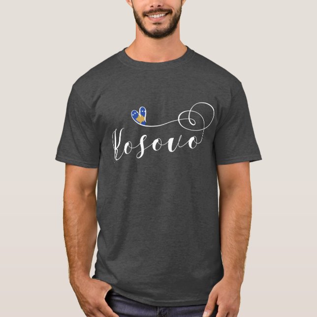 Kosovo Flag Heart, I Love Kosovo, Kosovar T-Shirt (Front)
