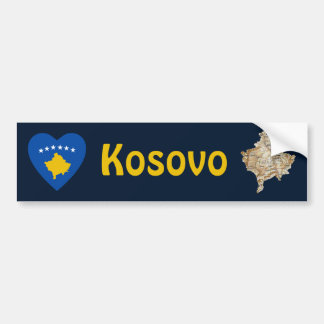 Kosovo Flag Heart + Map Bumper Sticker
