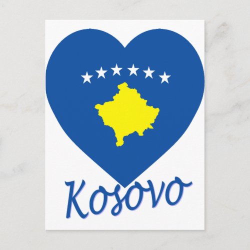 Kosovo Flag Heart Postcard