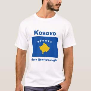 Kosovo Flag + Map + Text T-Shirt