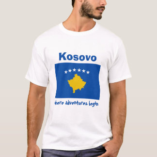 Kosovo Flag + Map + Text T-Shirt