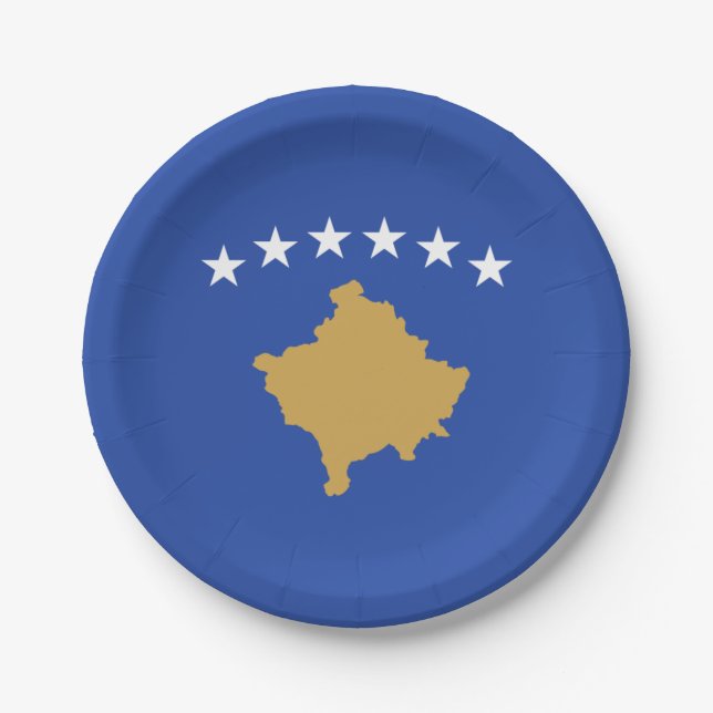 Kosovo Flag Paper Plates (Front)