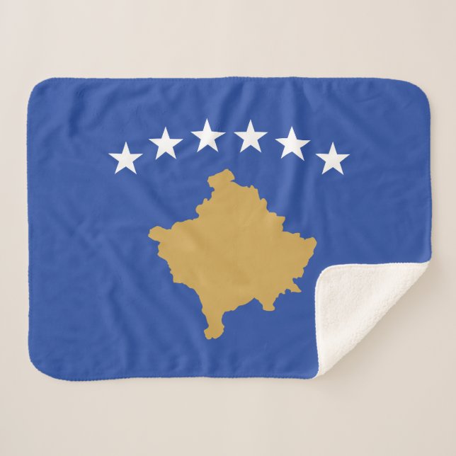 Kosovo Flag Sherpa Blanket (Front (Horizontal))
