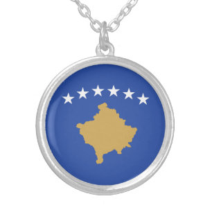 Kosovo Flag Silver Plated Necklace