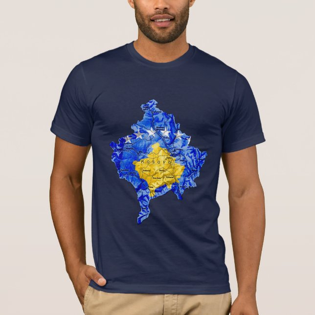 Kosovo Flagcolor Map T-Shirt (Front)