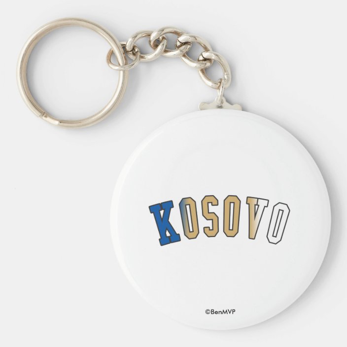 Kosovo in National Flag Colors Key Chain