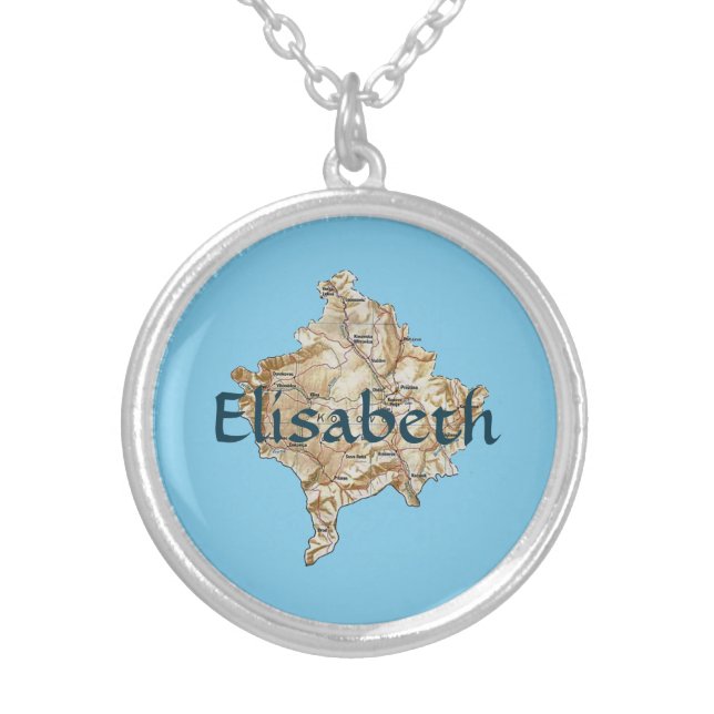 Kosovo Map + Name Necklace (Front)