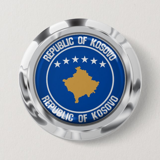 Kosovo Round Emblem Button (Front)