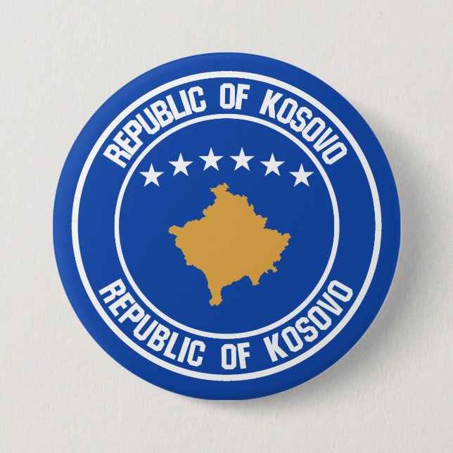 Kosovo Round Emblem Button (Front)