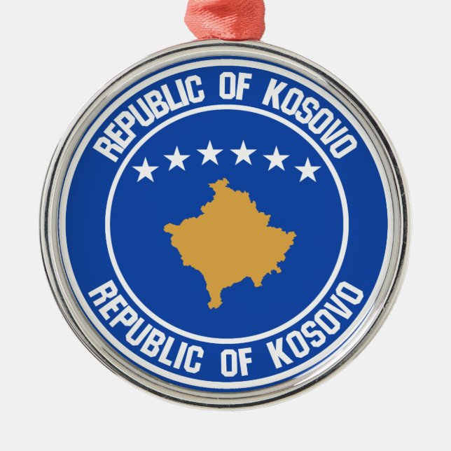 Kosovo Round Emblem Metal Ornament (Front)