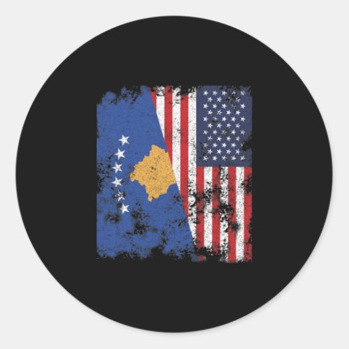 Kosovo USA Flag _ Half American Classic Round Sticker