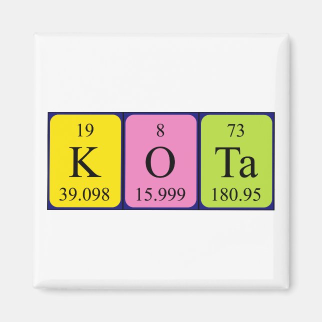Kota periodic table name magnet (Front)