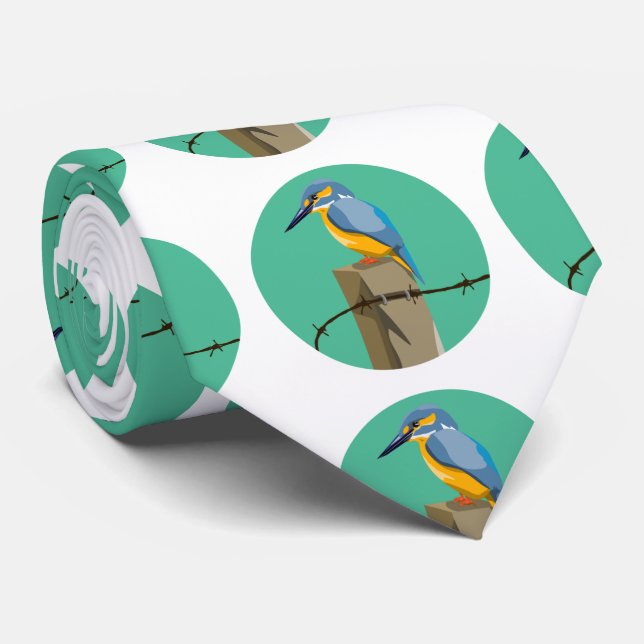 Kotare Kingfisher  Bird Neck Tie (Rolled)