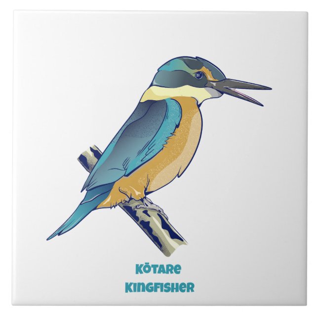 Kotare Kingfisher NZ BIRD  Ceramic Tile (Front)