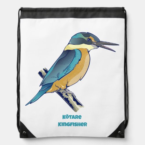 Kotare Kingfisher NZ BIRD Drawstring Bag