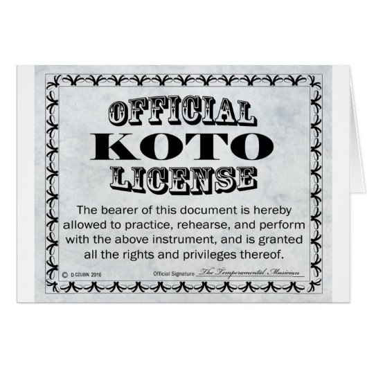 Koto License (Front Horizontal)