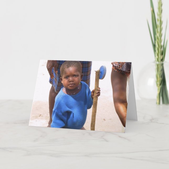 Kotokro Girl with toy Holiday Card (Front)