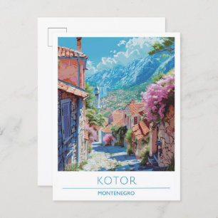 Kotor Montenegro Art Vintage Travel Postcard