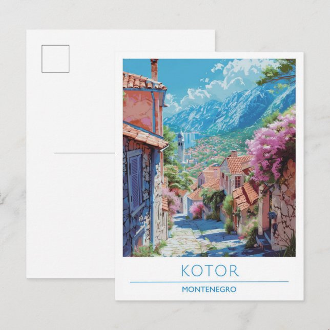 Kotor Montenegro  Art Vintage Travel  Postcard (Front/Back)