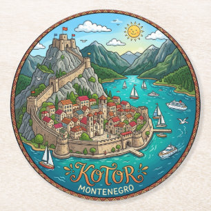 Kotor Montenegro Round Paper Coaster