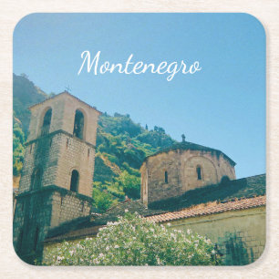 Kotor, Montenegro - Travel Souvenir Square Paper Coaster