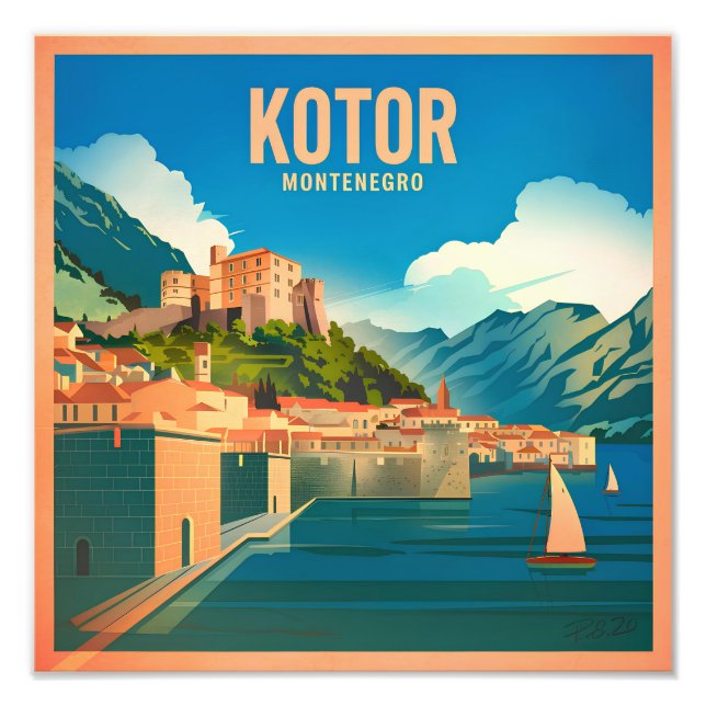 Kotor Montenegro vintage Photo Print (Front)