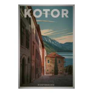 Kotor Montenegro vintage Poster