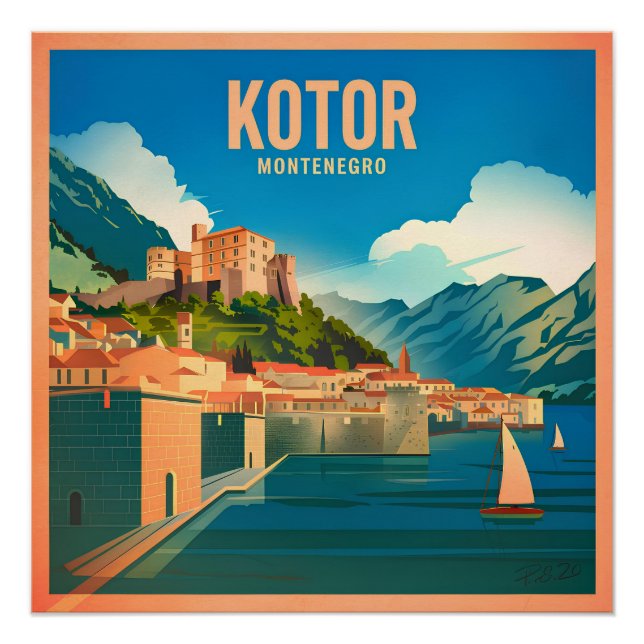 Kotor Montenegro vintage Poster (Front)