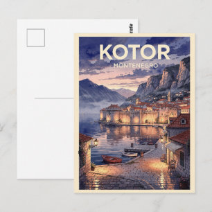 Kotor Montenegro Vintage Travel Postcard