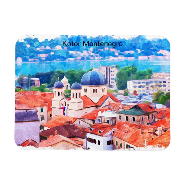 Kotor Montenegro Watercolor Magnet (Horizontal)