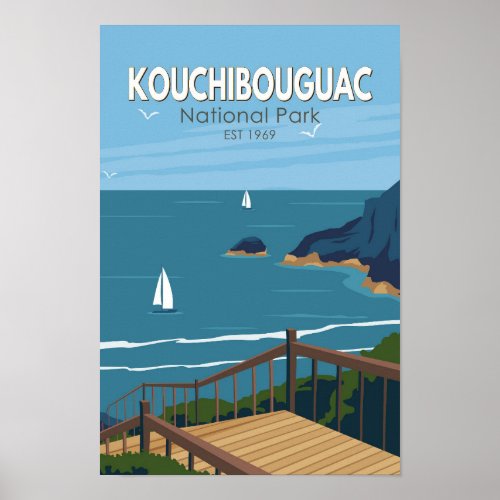 Kouchibouguac National Park Canada Vintage Art Poster