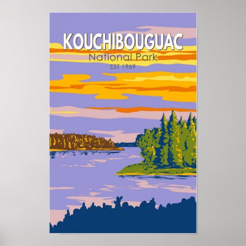 Kouchibouguac National Park Travel Art Vintage Poster
