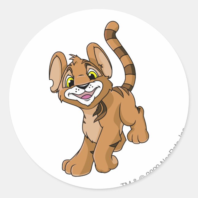 Kougra Brown Classic Round Sticker (Front)