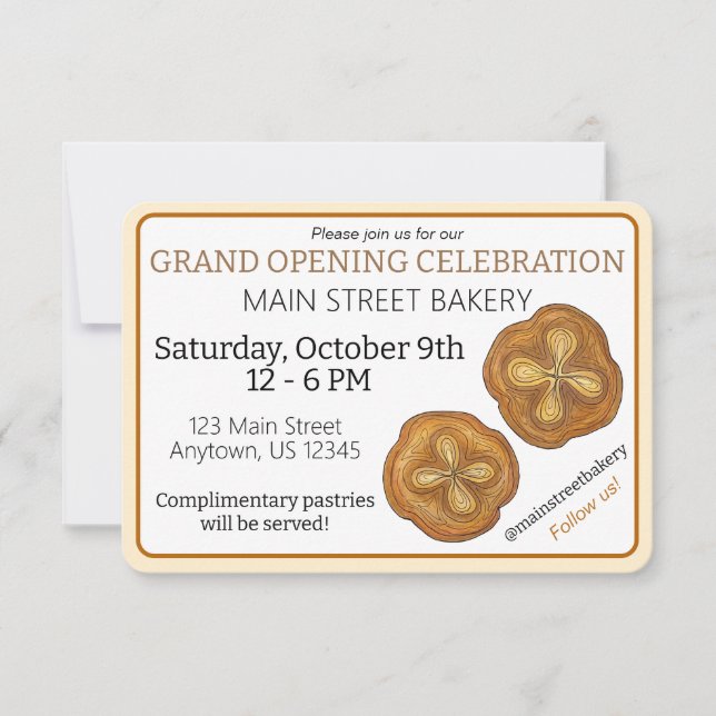 Kouign Amann Pastry French Bakery Grand Opening Invitation (Front)