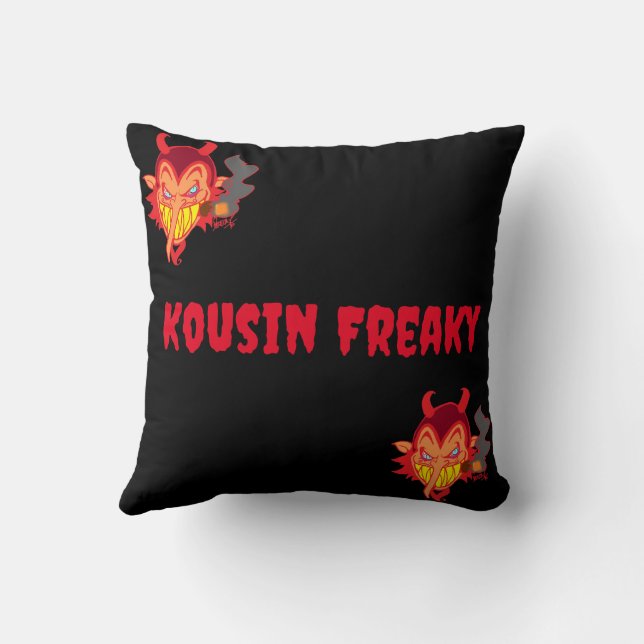 Kousin Freaky Throw Pillow (Back)