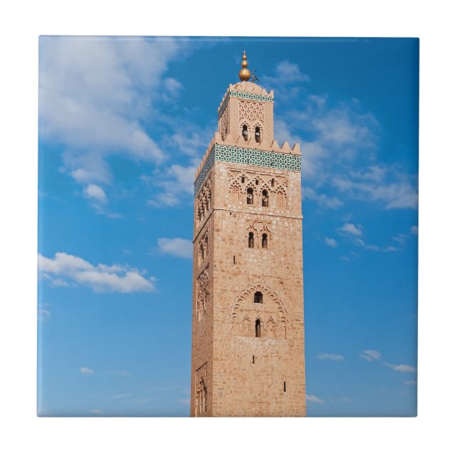 Koutoubia Mosque - Marrakech, Morocco Ceramic Tile (Front)