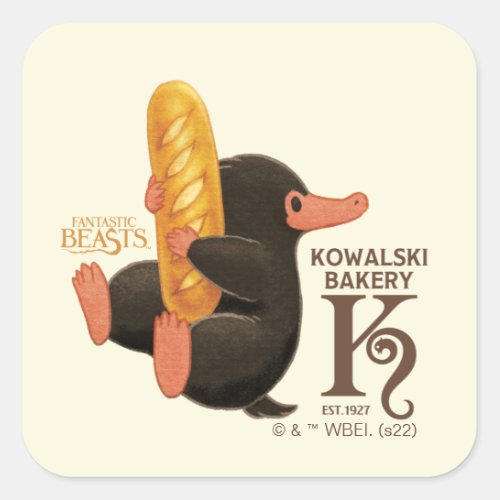 Kowalski Bakery _ Niffler With Bread Square Sticker