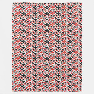 Kowhaiwhai Mangopare Maori Tribal Pattern Fleece Blanket